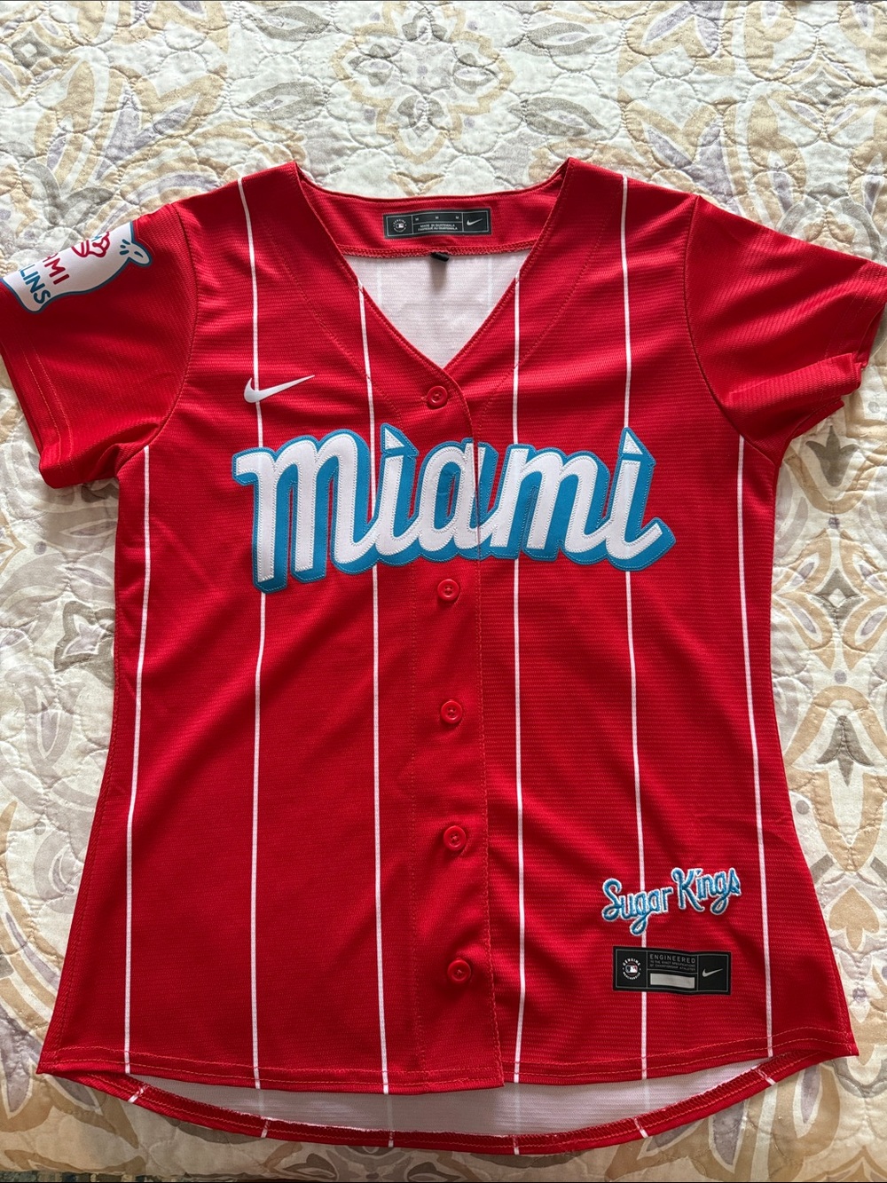 Nike Red Miami Pinstripe Women's Baseball Jersey